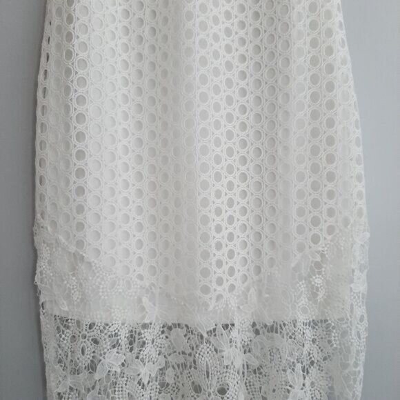 ADIVA / White Eyelet & Floral Lace Maxi Long Length Dress Sz 6 - Picture 5 of 16